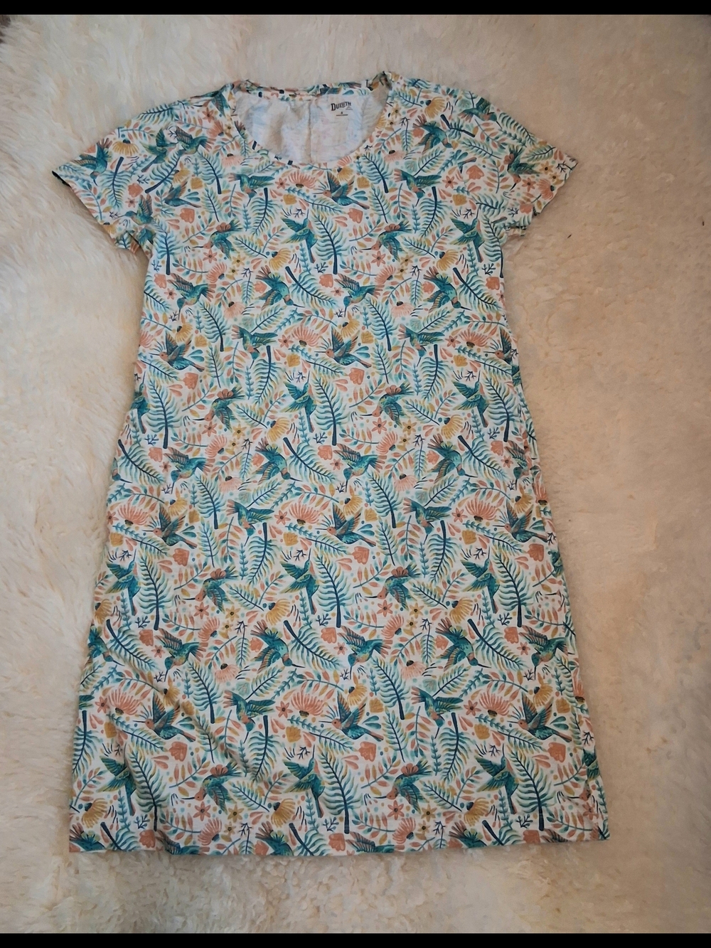 Duluth Trading, Floral Hummingbird Pattern S Pockets, Cotton, Comfy, Gardening